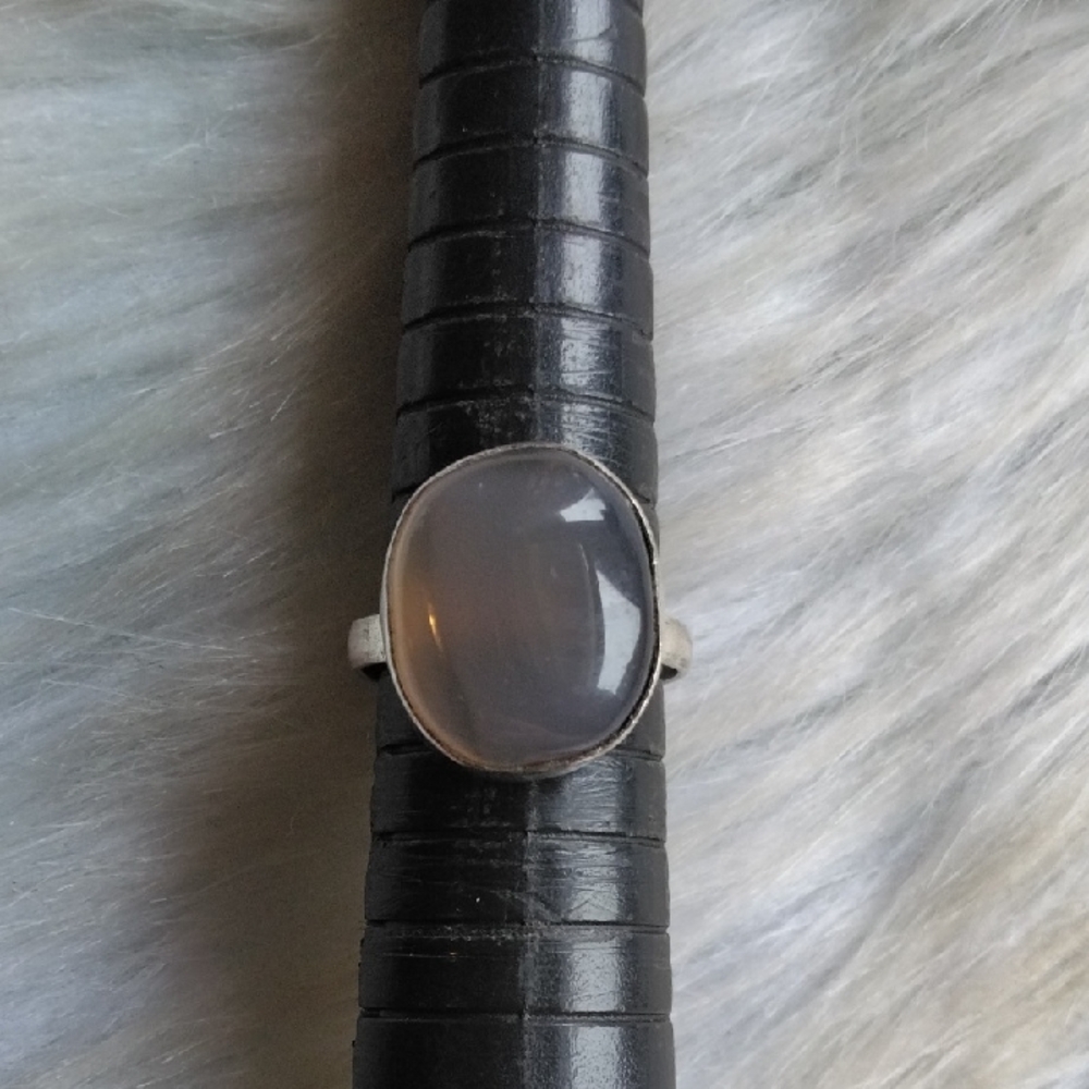 Gray Chalcedony Silver Plated Gemstone Ring - image 1